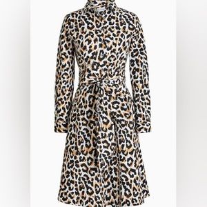 NWT J. Crew Leopard Belted Flared Shirt Dress | Size 2